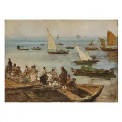 Mosè Bianchi, The Arrival, oil on panel