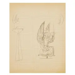 Study for obelisque 1970 by Gio Ponti, pencil on paper, offered Apr 2023