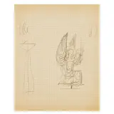 Gio Ponti, Study for obelisque 1970, pencil on paper