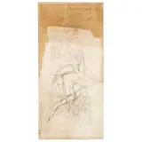 Gio Ponti, Inverted angels, pencil on tissue paper
