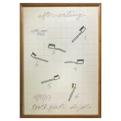 Toothpaste 1977 by Fabio De Poli, mixed media on paper, offered Apr 2023