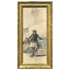 Standing Man by Sebastiano De Albertis, watercolor on paper, offered Mar 2023