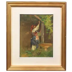 Cecrope Barilli, Under The Pergola, oil con canvas