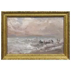 Pompeo Mariani, Seaside, oil on cardboard