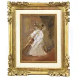Pompeo Mariani, Cello Player, oil on board
