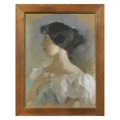 Glauco Cambon, Female Profile, pastel on paper