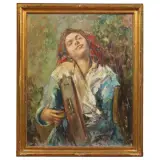 Luca Postiglione, Tambourine Player, oil on canvas