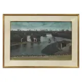 Angelo Maria Crepet, River Landscape With Houses, oil on plywood