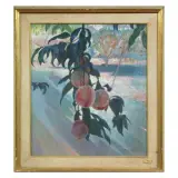 Branch Of Peaches by Valentino Ghiglia, oil on canvas, offered Mar 2023