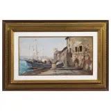 Ferruccio Rontini, Port Of Livorno, oil on panel