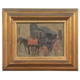 Fiaccherai In The Square by Giovanni Lomi, oil on plywood, offered Mar 2023
