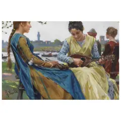 Raffaello Sorbi, Lute Players, oil on panel