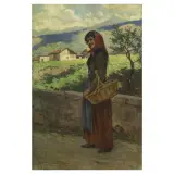 Adolfo Belimbau, Peasant Girl, oil on canvas