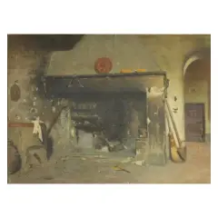 Kitchen Interior by Luigi Bechi, oil on canvas laid down on panel, offered Mar 2023