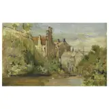 Telemaco Signorini, View Of English Town, oil on card