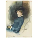 Tito Lessi, Portrait Of A Seated Lady