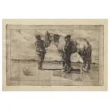 Giovanni Fattori, Two Figures And A Horse, etching
