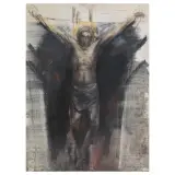 Pietro Annigoni, Crucifix, mixed media on paper