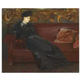 Elizabeth Helbig, Portrait Of A Lady Laying On A Sofa, oil on canvas