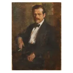 Antonio Mancini, Sitting Male Portrait, pastel on card