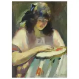 Henry Hottmann, The Embroidery, oil on canvas