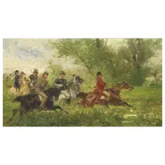 Fox Hunting by Sebastiano De Albertis, oil on panel, offered Mar 2023