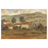 Giovanni Bartolena, Tuscan Landscape, oil on panel