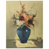 Flowers In The Blue Vase by Giovanni Lomi, oil on masonite, offered Mar 2023