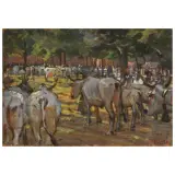 Luigi Gioli, Cattle Fair In Volterra, oil on panel