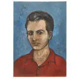Louay Kayyali, Portrait of a boy 1965, mixed media on cardboard
