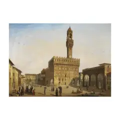 a) PIAZZA SIGNORIA, FLORENCE by Emilio Burci, oil on canvas, offered Nov 2022