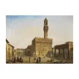 Emilio Burci, a) PIAZZA SIGNORIA, FLORENCE, oil on canvas