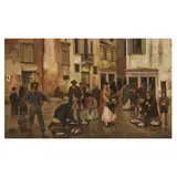 Franz Leo Ruben, Fish Market In Venice, oil on canvas