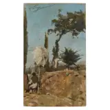 Silvestro Lega, A Painter In Tuscan Landscape