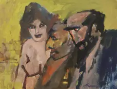 Untitled by Mino Maccari, oil on cardboard applied on plywood, offered Oct 2022