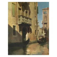 Giacomo Grosso, Venetian Canal, oil on canvas
