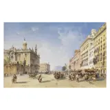 Carlo Bossoli, Barcelona, gouache on paper