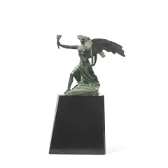 Nike by Renato Brozzi, bronze black marble truncated pyramid base, offered Oct 2022