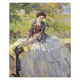 Ulisse Caputo, Woman In A Green Garden, oil on canvas