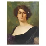 Achille Beltrame, Portrait Of Lady With Violets, oil on canvas