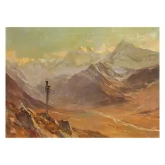 Alpine Peaks by Edward Harrison Compton, oil on canvas, offered Oct 2022