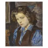 Primo Conti, Portrait Of A Young Woman, oil on canvas