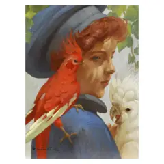 Giovanni Costantini, Young Girl With Parrots