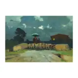 Sheep by Renato Natali, oil on masonite, offered Oct 2022
