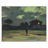 In The Night by Renato Natali, oil on masonite, offered Oct 2022