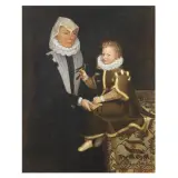 Gaudenzio Gatti, Portrait Of A Woman And A Child, oil on canvas