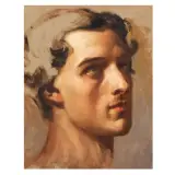 Study Of A Head by Attribuited to Jean-Hippolyte Flandrin, oil on canvas, offered Oct 2022