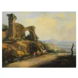 Wenzel Lorenz Reiner, Coastal Landscape With Ruins, oil on canvas