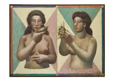 Hermann Albert, Die braven Schwestern 1992, oil on canvas