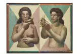 Hermann Albert, Die braven Schwestern 1992, oil on canvas